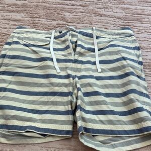 J. Crew Navy and Cream Striped Drawstring Swim Shorts Size 30
